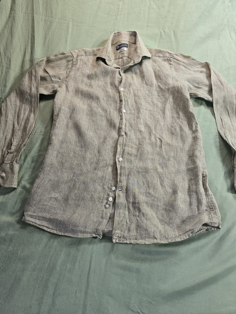 Luigi Fusaro Men Long Sleeve Linen Shirt Size 15.5